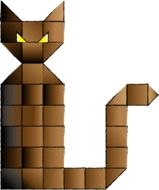 silhouette of a cat from geometric shapes