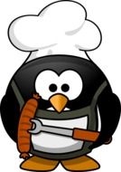 funny Penguin with Barbecue clip art