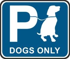 blue parking sign for dogs