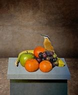 still life of fruit on the bedside table