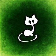 painted white cat on a green background