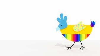 Drawing of the cute and colorful Easter chick at white background