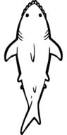 Black and white drawing of a shark clipart