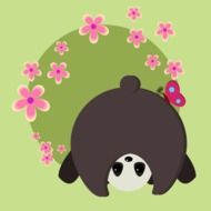 drawing of panda with flowers