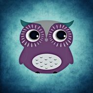 drawing of a cute purple owl