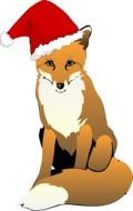 graphic image of a fox in a christmas hat