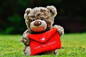 Teddy bear with a gift for mom