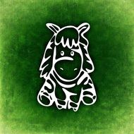 Zebra, Funny drawing at green background