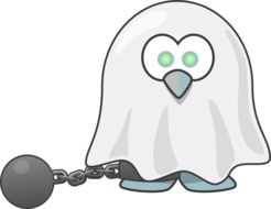 spooky bird ghost on the chain drawing