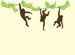 Monkeys Swinging drawing