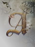 golden letter a on white background