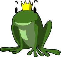 cartoon green frog with a golden crown