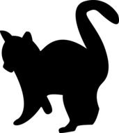 black silhouette of a kitten on a white background