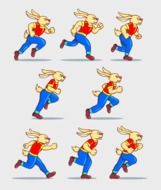 drawn running cartoon hares