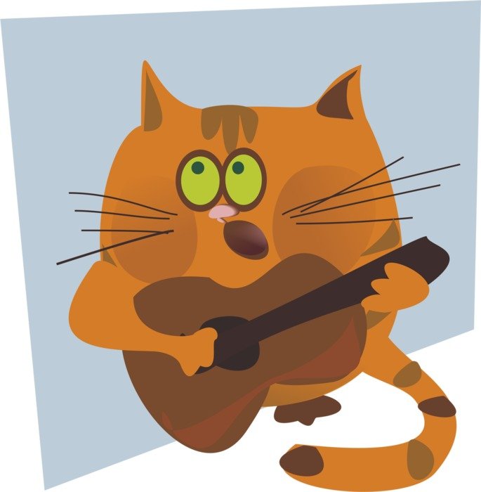 Cat with guitar Vector drawing