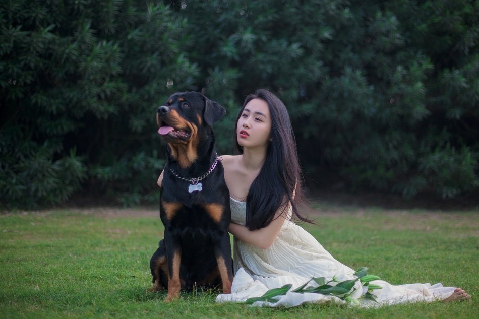 Girl with the Rottweiler