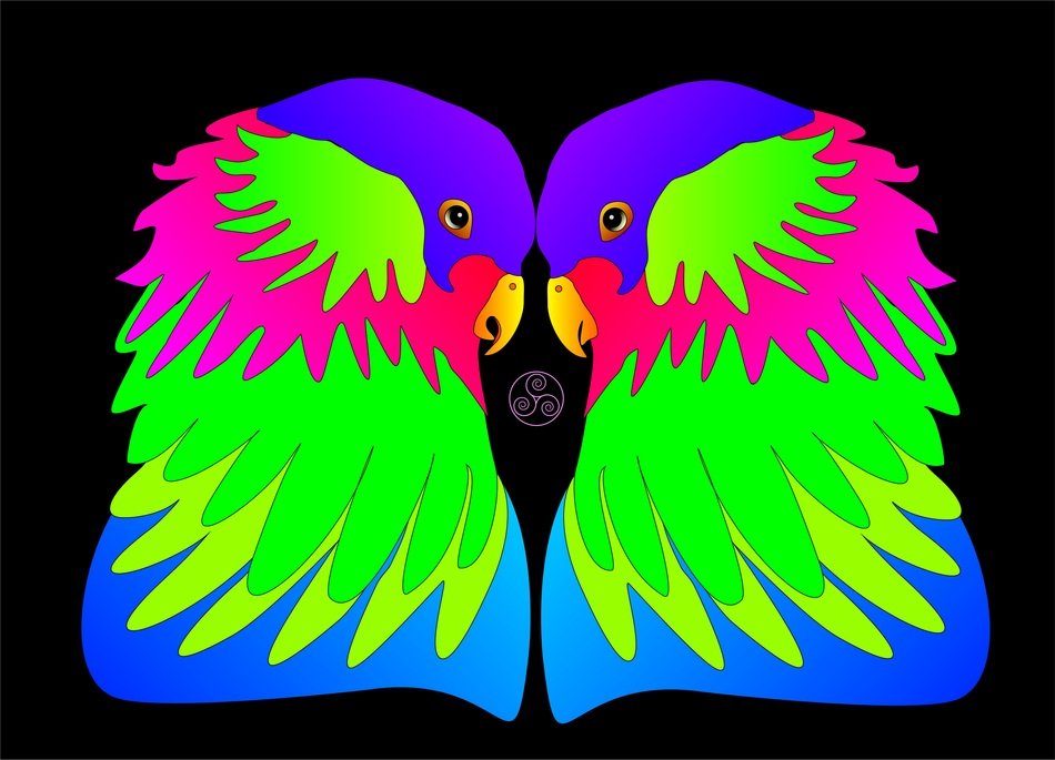 graphic image of bright lovebirds parrots