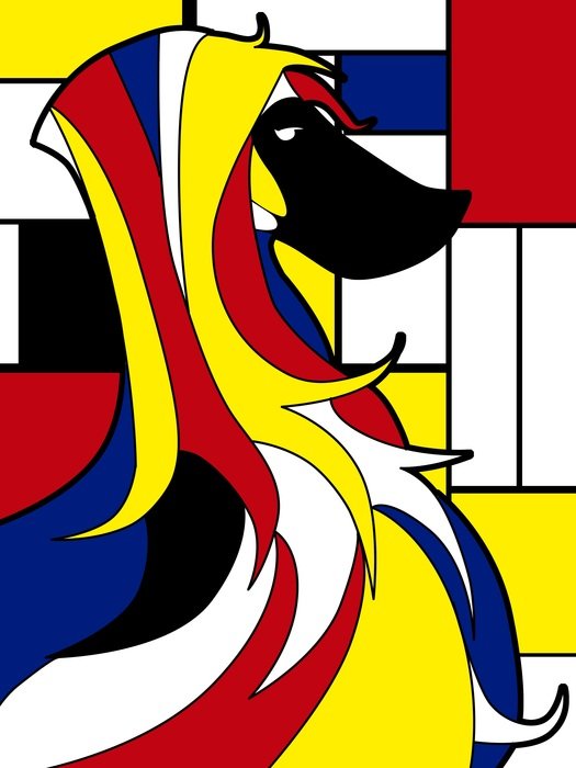 dog in a colorful abstract image