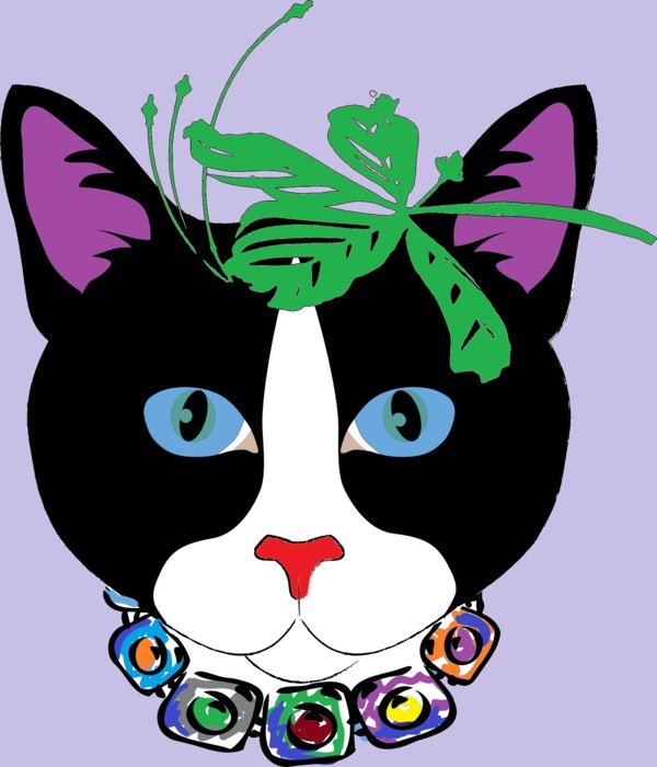 portrait of a cat with jewelry