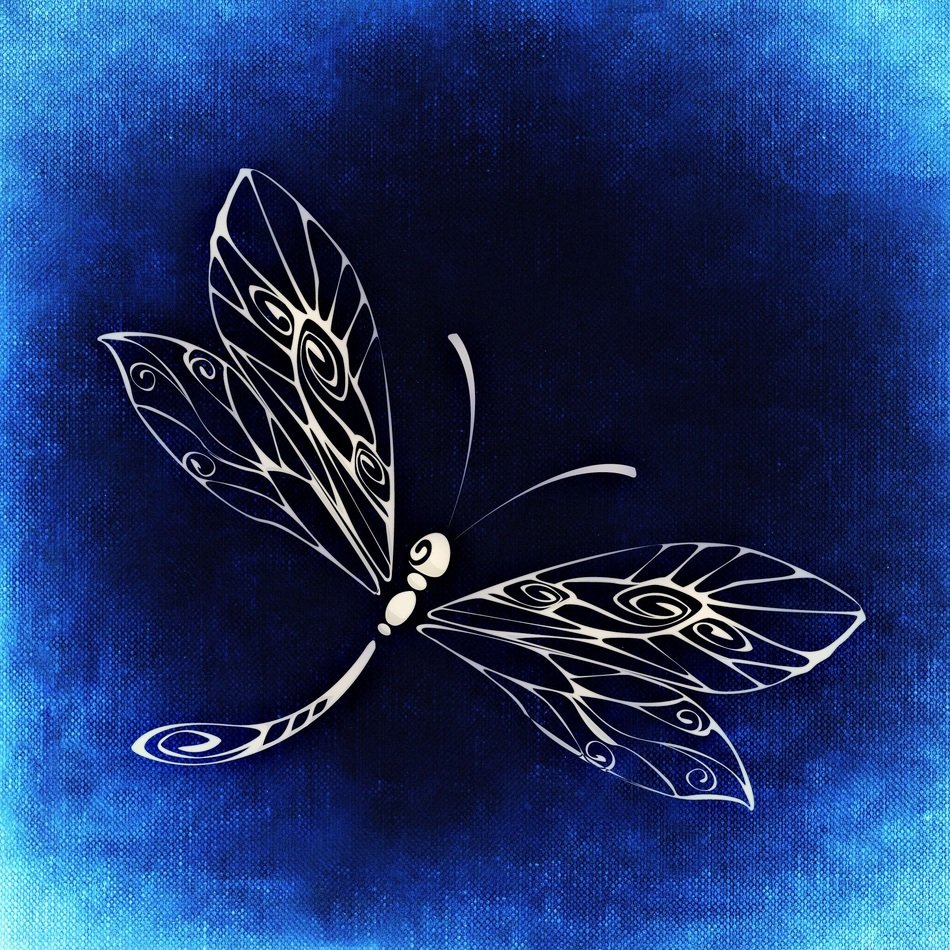 dragonfly pattern on dark blue background