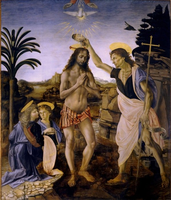 baptism of Christ as the creation of leonardo da vinci
