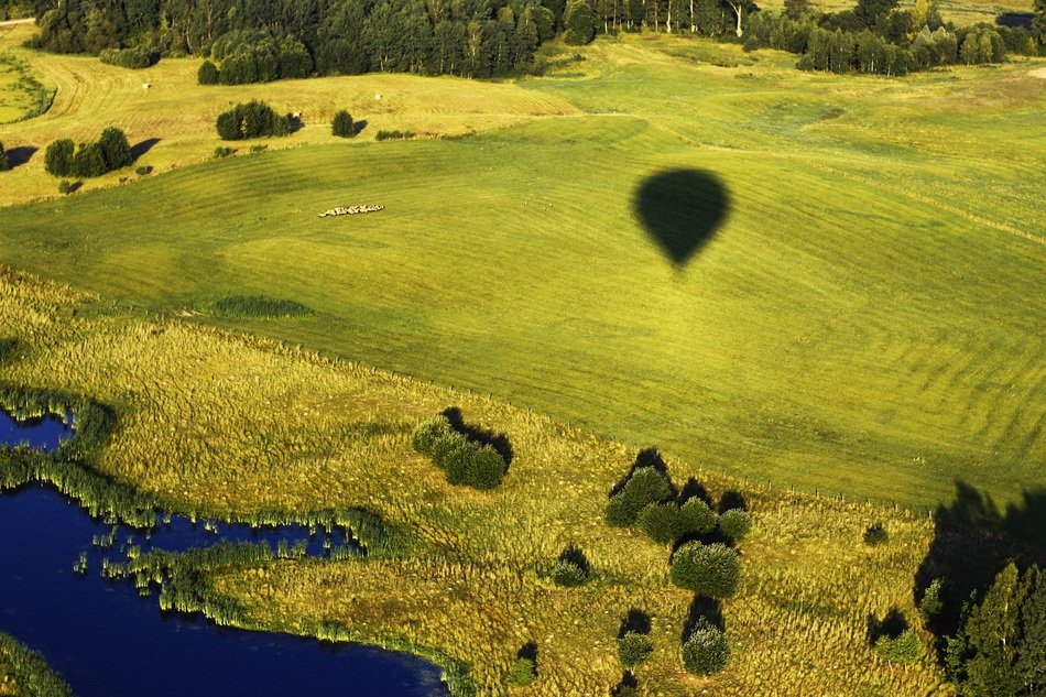 panoramic view from a hot air balloon to the picturesque nature