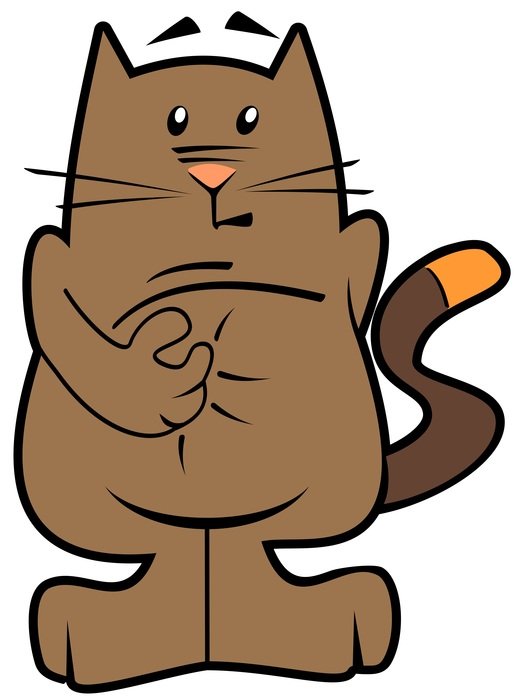 Cartoon Brown Kitten Scratching Belly Free Image Download