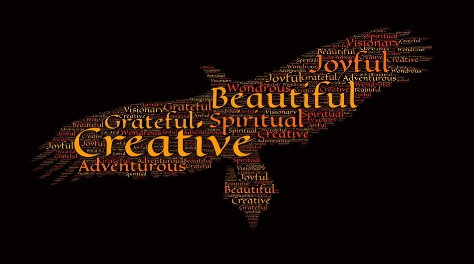 Creative lettering Spirit Hawk silhouette