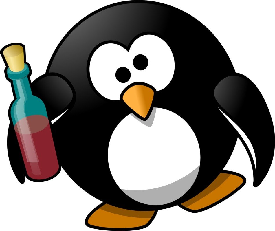 Penguin with alcohol clipart