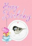 clipart of pink Happy Birthday greeting card