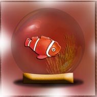 illustration of a clown fish in a ball