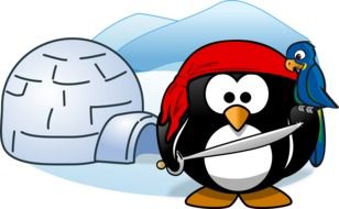 Smesharik in a pirate costume and a parrot