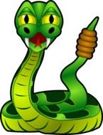 drawing of a green snake with rings