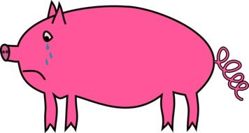 clipart of painted crying pink pig