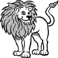 black and white drawing of a lion