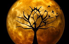 Moon and tree clipart