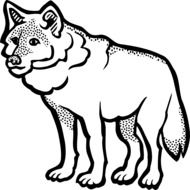 black and white drawing of a wolf