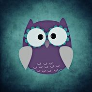 drawing of a funny violet owl