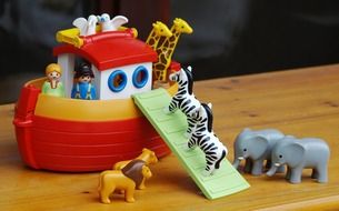 ark of noah and animals, plastic toys