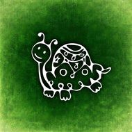 white silhouette of turtle on the green background