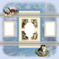Scrapbooking, vintage photo frame with kittens