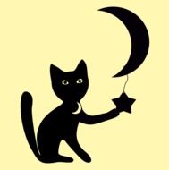 graphic image of a black cat with the moon