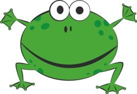 drawing of a round green frog on a white background