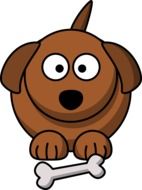 brown dog with a bone as a graphic image