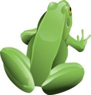 painted green frog on a white background