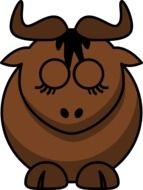 Cute brown bull drawing at white background