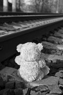 teddy bear on the railway