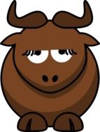 drawing of cartoon brown bull with horns