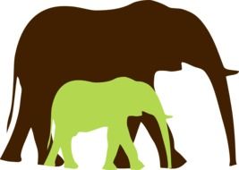 Brown and green elephants clipart