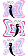 drawn pink and blue butterflies